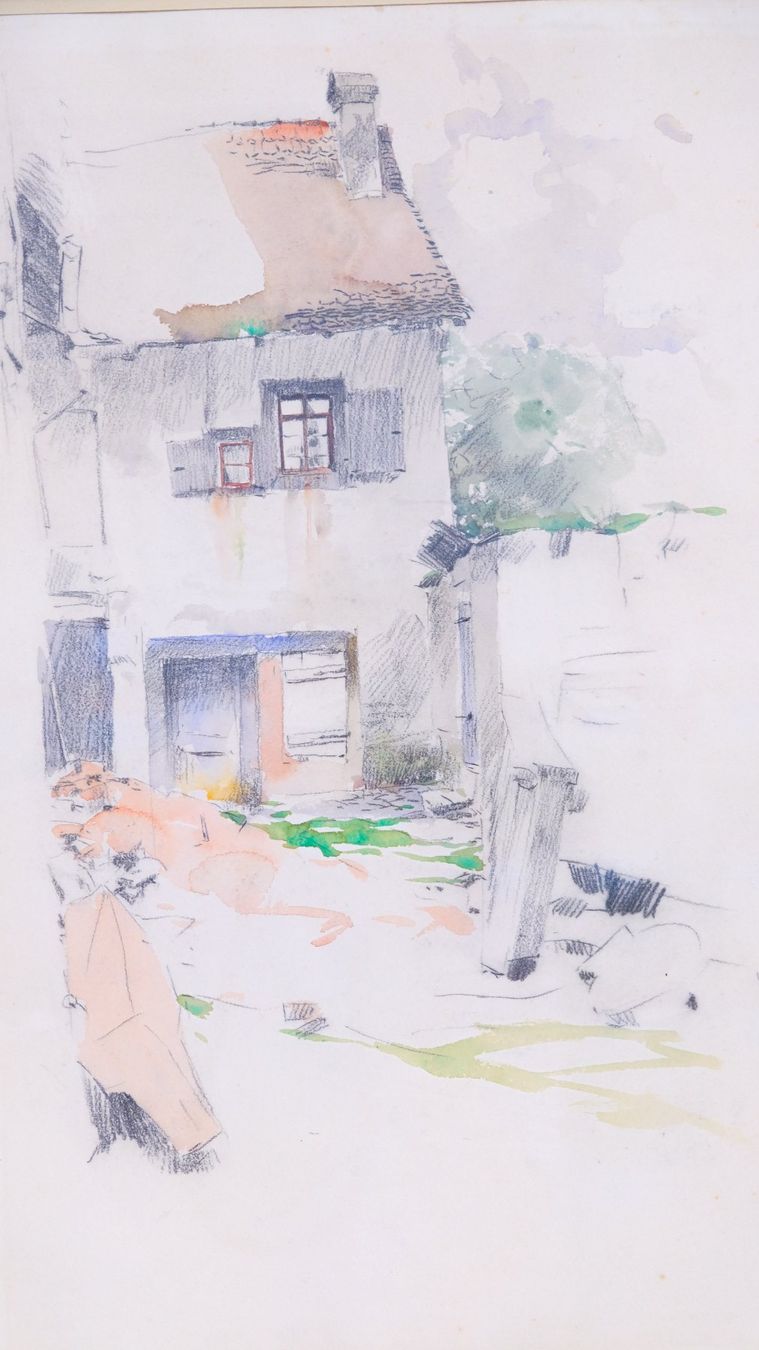 Dipinti: Originale Aquarell mit Haus im Rahmen – Usato da Volketswil venduto da brockipfannenstil 2