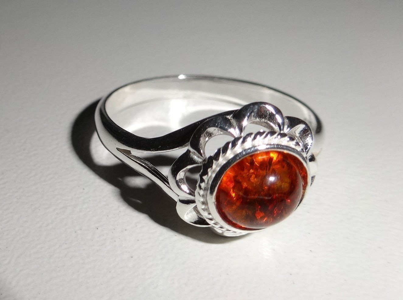 Anelli: RING (green,cognac) Bernstein 925 Silber – Nuovo e nell'imballaggio originale da Visp venduto da steinschmuckwelt