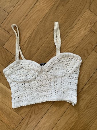 Crop top crochet blanc Bershka