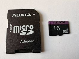 Micro SD Karte 16 GB mit Adapter
