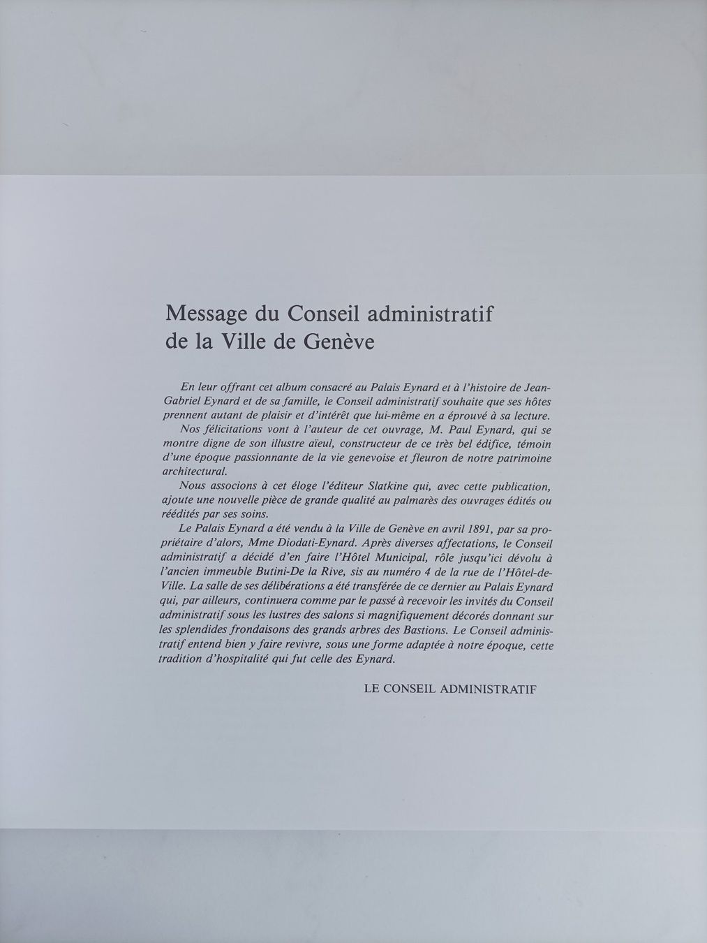 Bücher: Le Palais Eynard / Paul Eynard / Slatkine 1986 – Gebraucht aus crans montana von AB3963 2