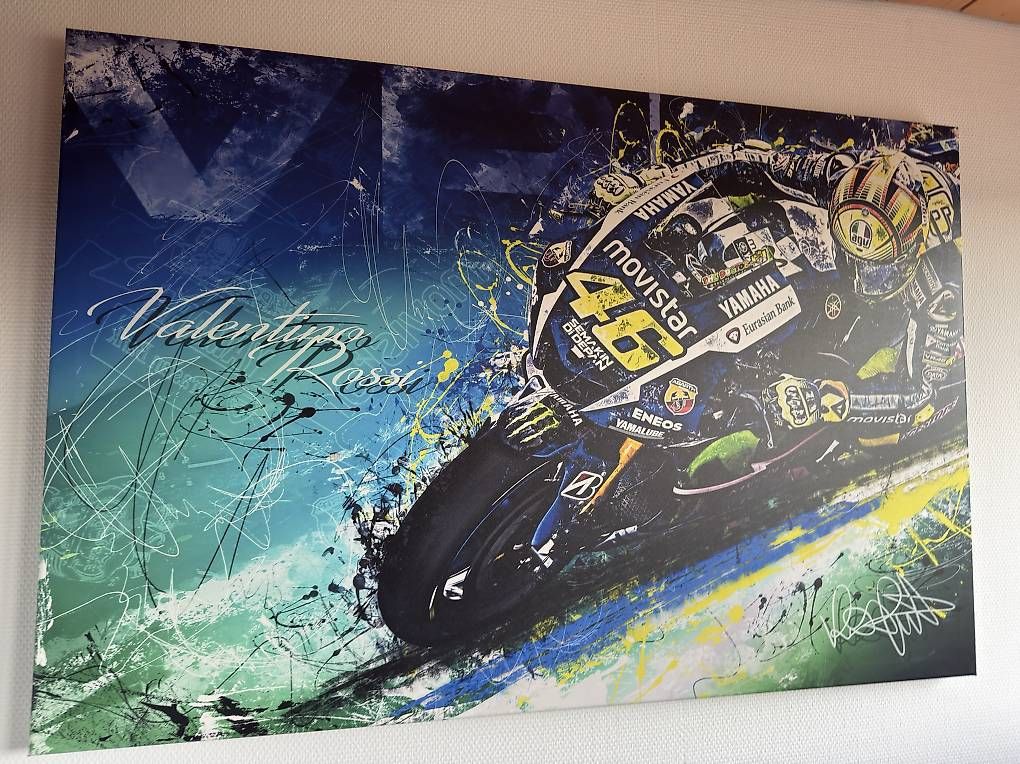 Poster & Bilder: Valentino Rossi VR46 Leinwandbild – Neu und originalverpackt aus Niederhünigen von wheelsonfire