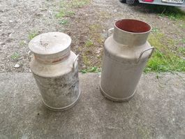 Alte Milchkannen aus Aluminium, 2 Stück, Vintage Deko 🥛 50