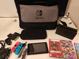 Nintendo Switch + 256 GB + 3 Spiele & Zubehör