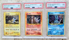 Pokemon PSA 9 MINT SET Suicune Raikou Entei Japanese Neo 3
