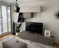 Designer TV-Wand / TV Wall Unit (Push-to-Open, Modular)