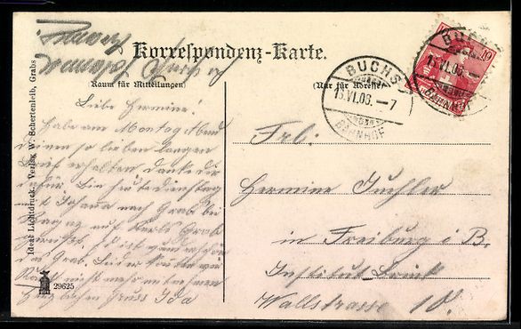 Cartoline postali: Grabs, Dorfansicht mit markantem Gebäud – Usato da Berlin venduto da bartko-reher 1