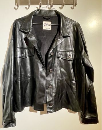 Zara Kunstleder Jacke Fake Leather Schwarz Gr. M