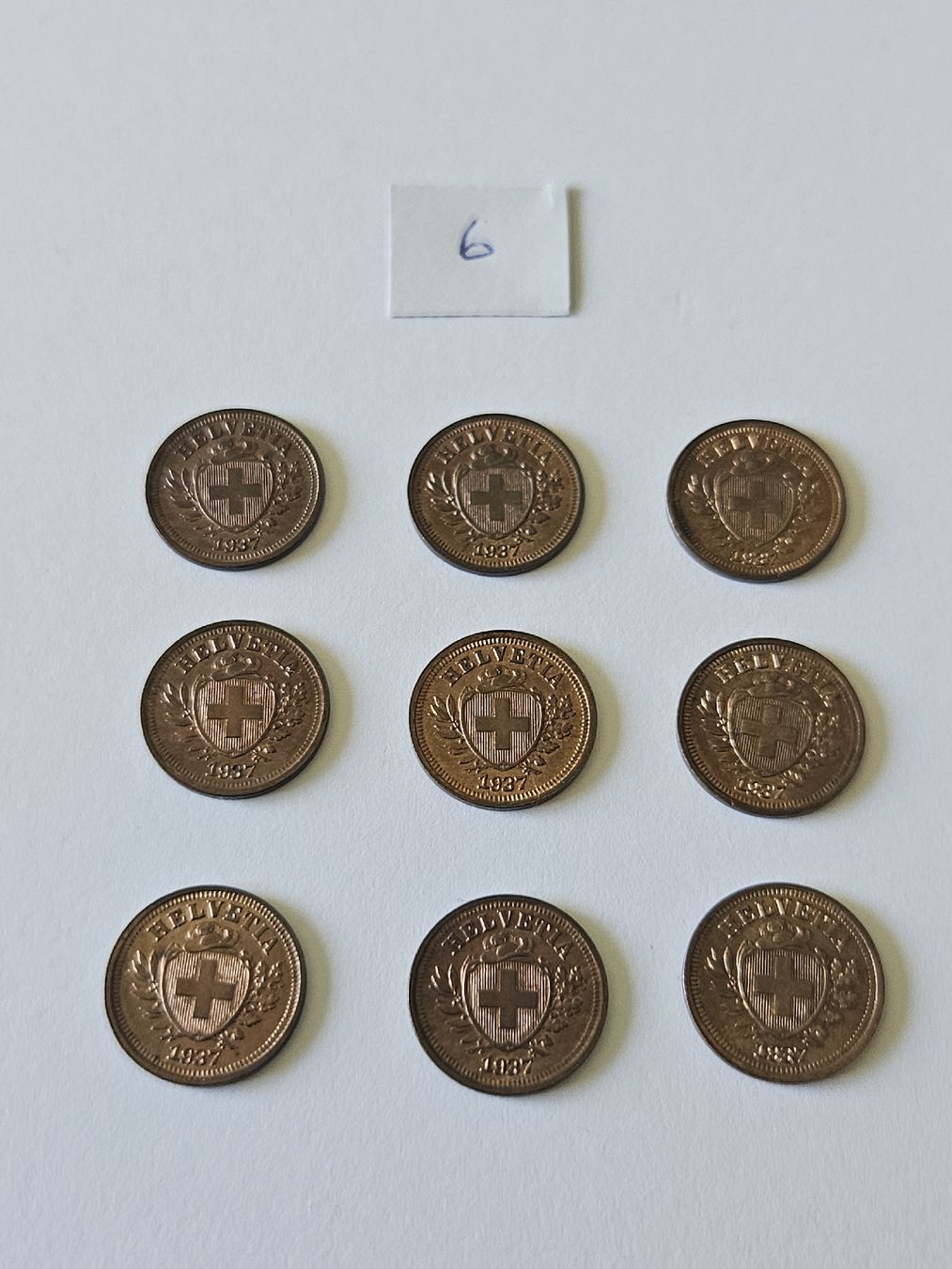 Tutti le monete: 1 Rappen 1937, 9 stk. – Usato da Pfäffikon ZH venduto da Melibol 1