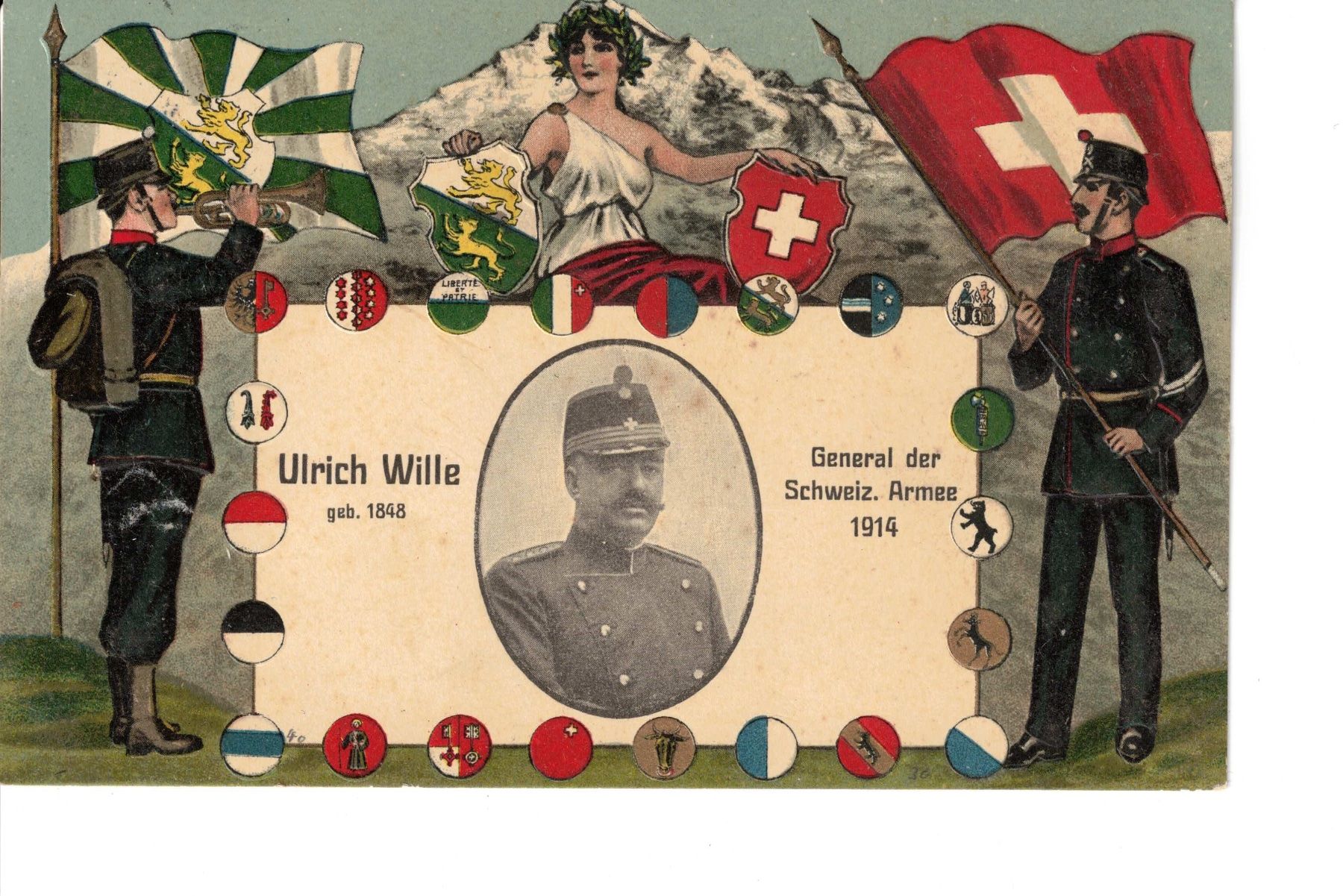 Cartoline postali: AK  General Ulrich Wille – Usato da Bottmingen venduto da Golferin