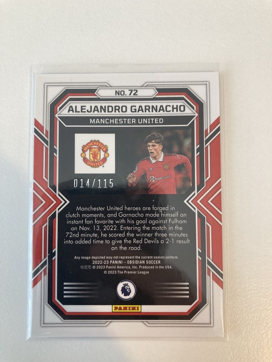 Panini Carte collezionabili: Alejandro Garnacho 14/115 Panini Obsidian 2022-23 – Nuovo (secondo la descrizione) da Wohlen AG venduto da Liridon22 1