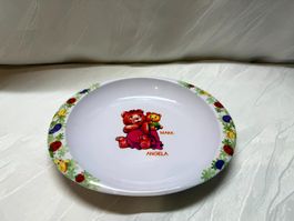 Kinderteller Rosa Melaminware Bärenmotiv