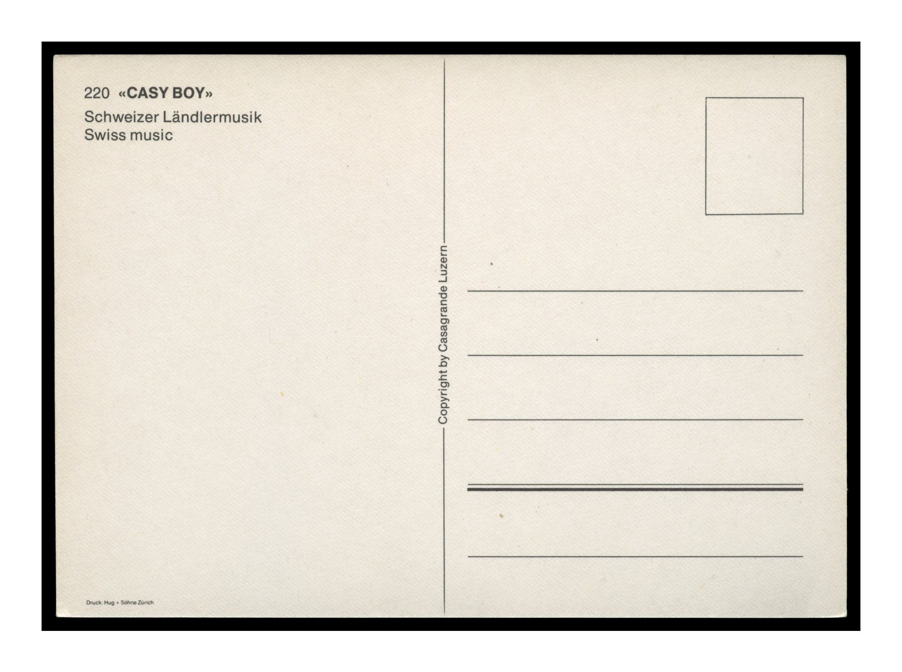 Cartoline postali: CASY BOY - 1960 "Schweizer Ländlermusik" – Usato da Onex venduto da Lagorel01 1