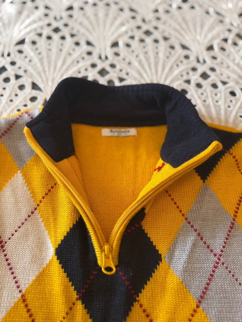 Pulls & Sweat-shirts: Vintage Strickpullover Gelb mit Argyle-Rautenmuster Gr S – D'occasion à Frenkendorf par Style365 8