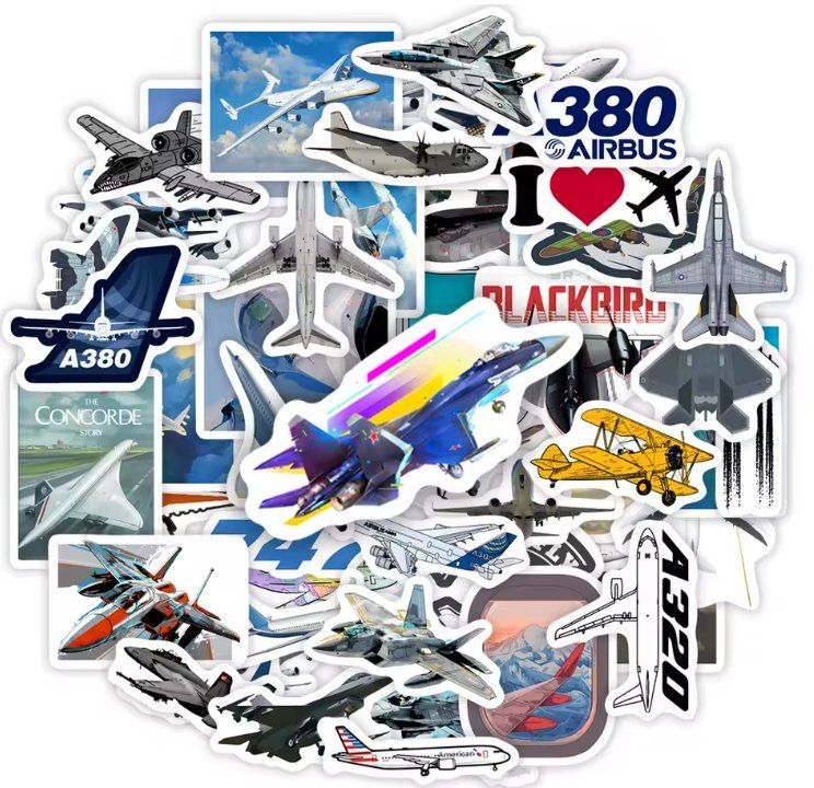50 Sticker Aufkleber Flugzeuge airplnes (Neu und originalverpackt) in ...