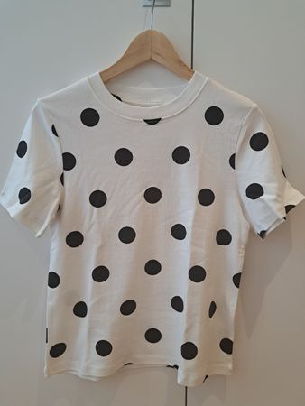 T-Shirt C&A Punkte Weiss Schwarz Grösse S Neu