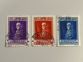 1933, 80. Geburtstag des Fürsten Franz I, ZNr. FL101-103