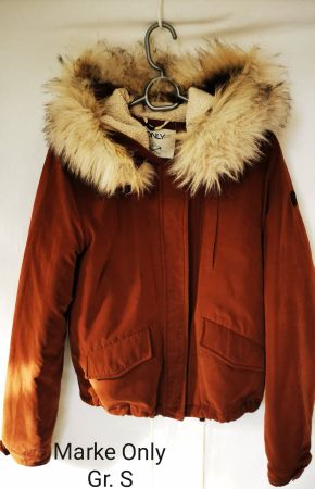 braune Jacke mit Kunstpelz Gr. S
