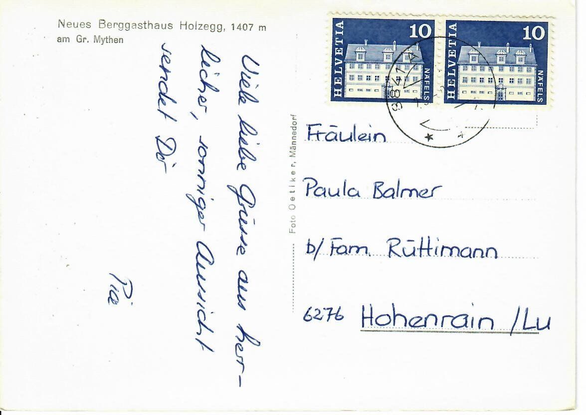 Cartoline postali: Neues Berggasthaus Holzegg SZ – Usato da Hochdorf venduto da Ziegel-16 1