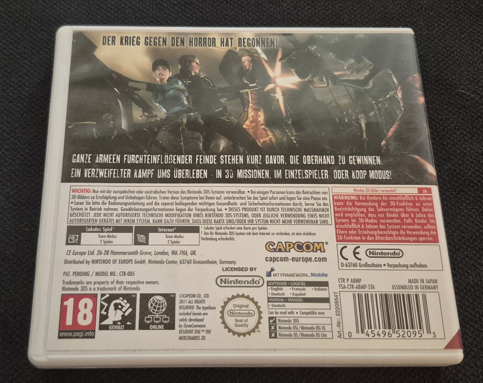 Capcom Spiele: RESIDENT EVIL THE MERCENARIES 3D NINTENDO 3DS DEUTSCH MULTI – Gebraucht aus Grand-Lancy von luc111 1