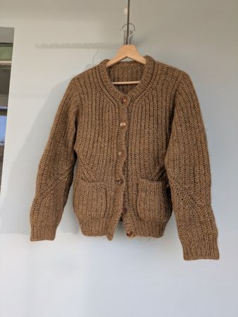 Handgestrickte Fischgräten Strickjacke, Mohair, S