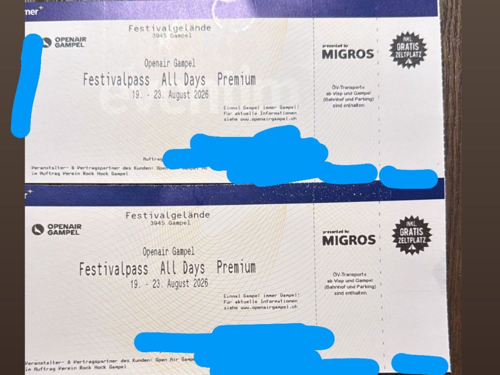 Tickets: 2x PREMIUM OPENAIR GAMPEL – Neu und originalverpackt aus Hünenberg von acoffeejunkie
