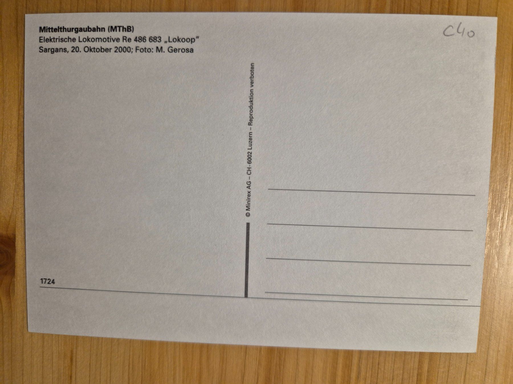 Cartoline postali: MThB Mittelthurgaubahn - Re 486 683 "Lokoop" – Nuovo (secondo la descrizione) da St-Léonard venduto da thipif 1
