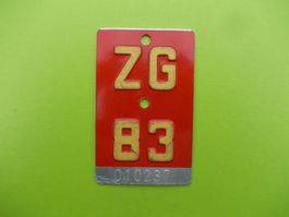 Velonummer / Fahrradnummer ZG 83