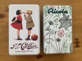 Boîtes métalliques Cailler et Ricola (chocolat et bonbon)