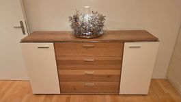 Sideboard Eiche Massiv mit Glaspanelen  185 x 96 x 45 cm