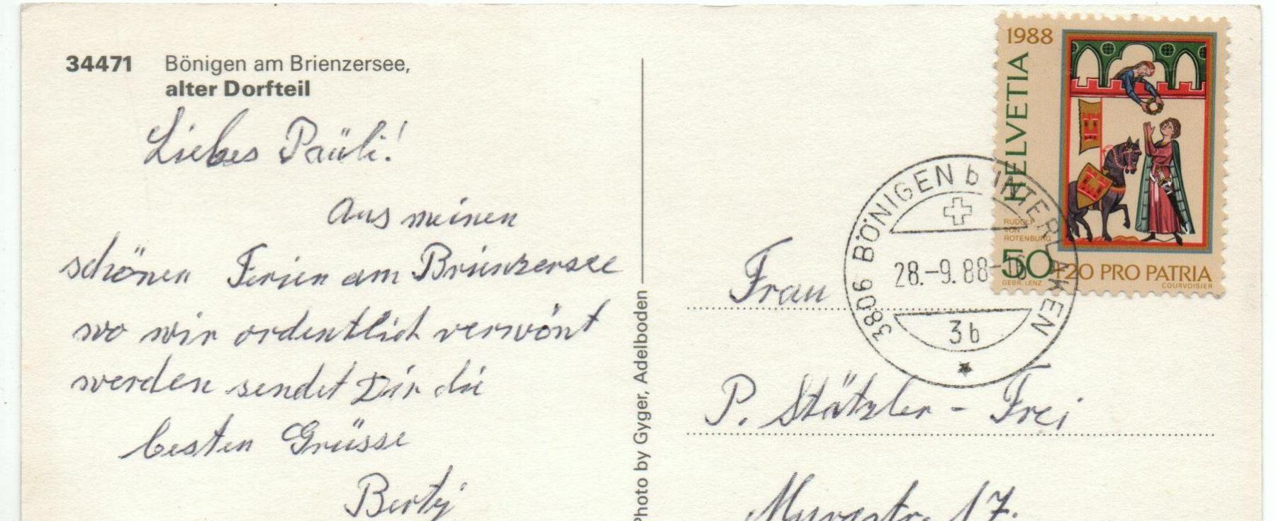 Cartoline postali: 4-Bild-AK BÖNIGEN alter Dorfteil – Usato da Jona venduto da philajona 1