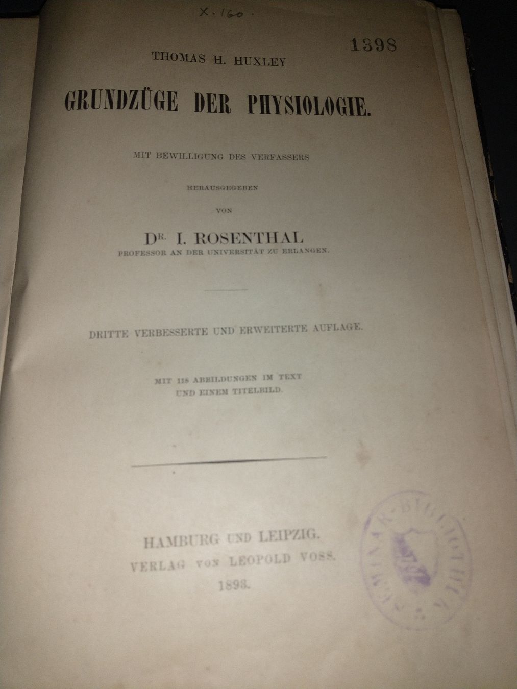 Libri: Buch Grundz.Physiologie 1893 – Usato da Künten venduto da Spinner62 5