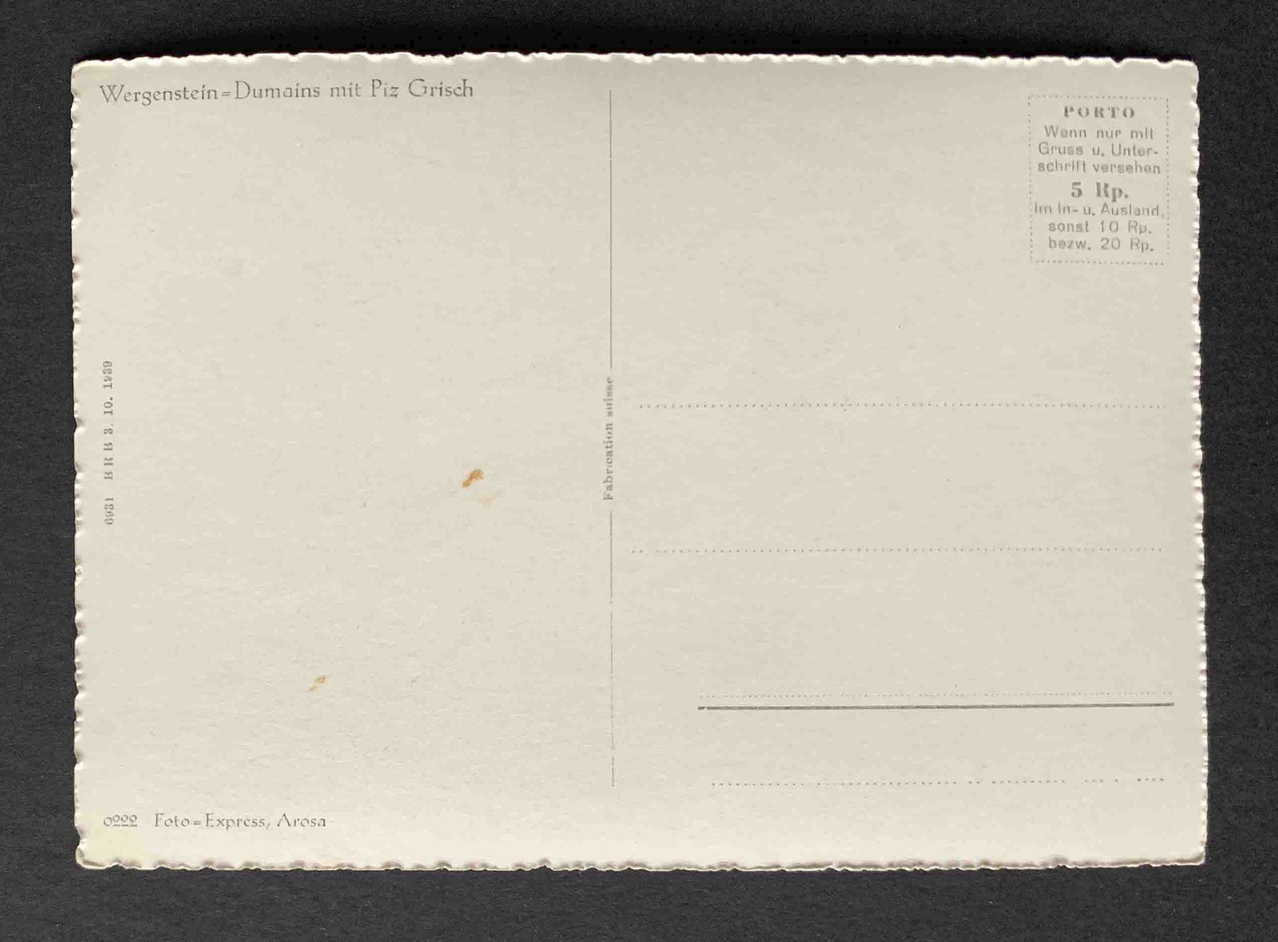 Cartoline postali: AK Wergenstein Dumains mit Piz Grisch – Usato da Goldau venduto da artelier1 1