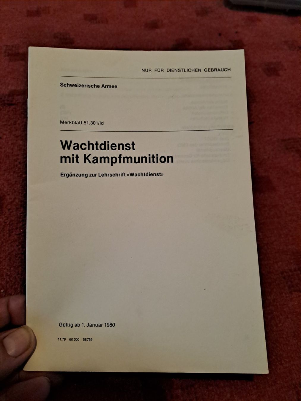 Livres: Reglement  : Wachtdienst mit Kampfmunition " – D'occasion à St.Gallen par Infanteriewerk 1