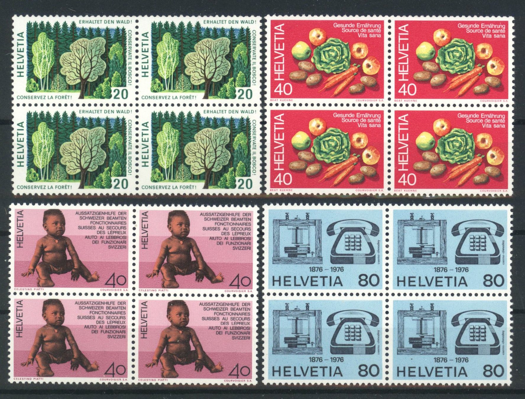 Tutti i francobolli: 1976, Sonderpostmarken I, Viererblöcke ** – Usato da Willisau venduto da Vollstempel