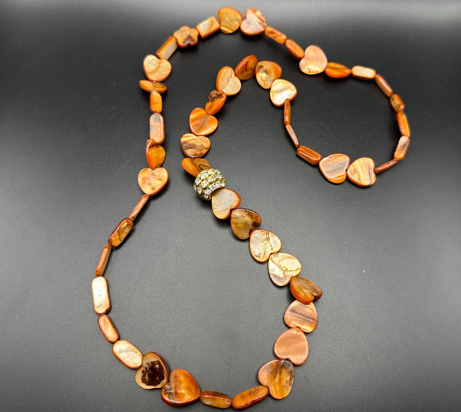 Catenine: Orange/braune Perlmutt Halskette – Nuovo (secondo la descrizione) da Lamone venduto da LaCantinaMagica 5