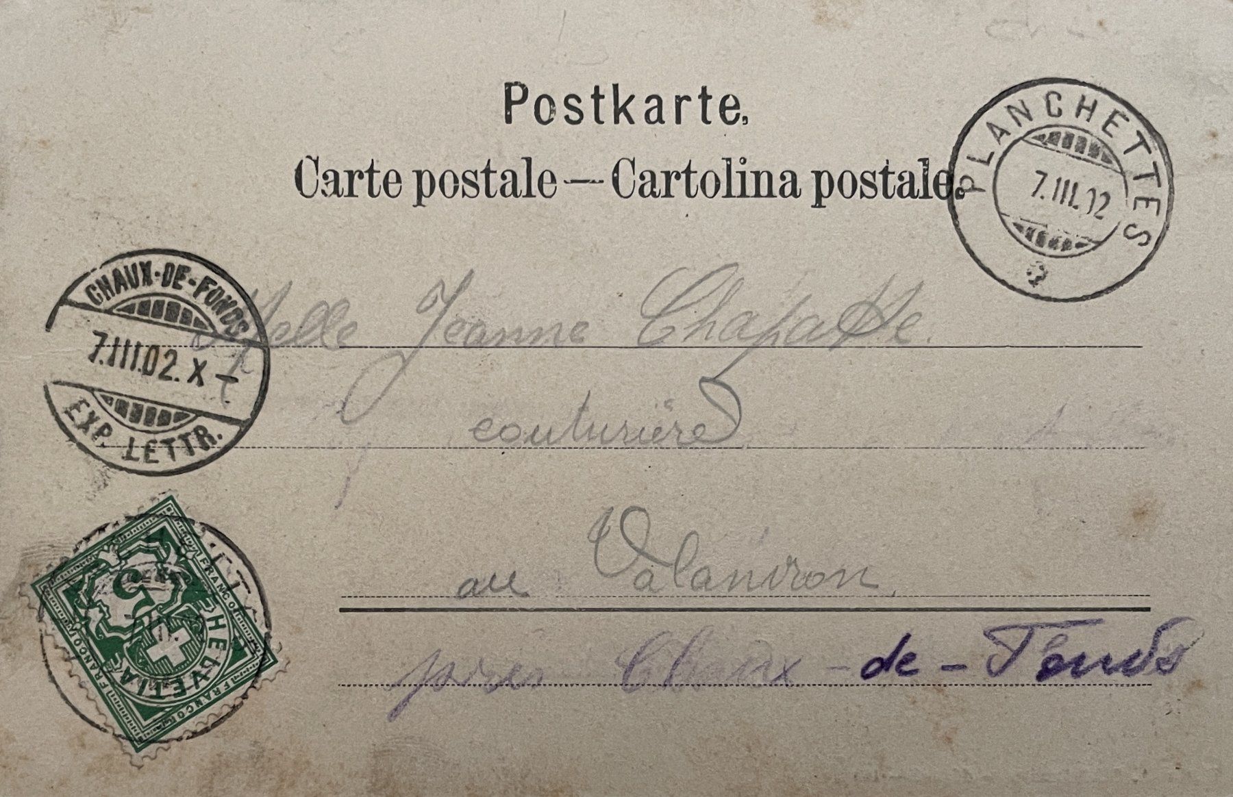Cartes postales: Les Planchettes – D'occasion à Savagnier par Ne2065 1