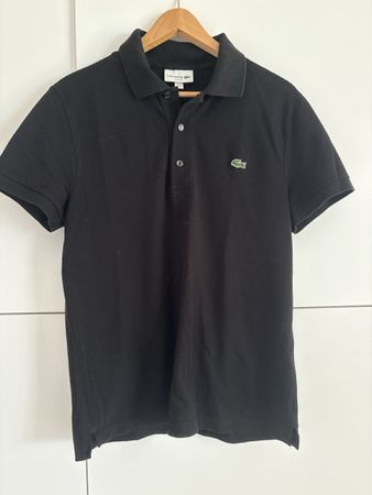 Polo Lacoste noir, Taille M, Coupe Slim,