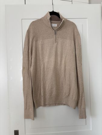 Men's Sweater PIER ONE beige zip-neck size L new