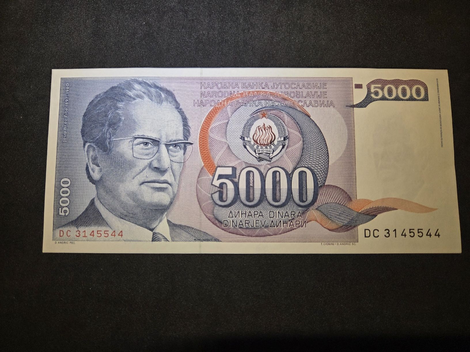 Billets de banque: 5000 Dinara - Jugoslawien - 1985 - Fast UNC – Neuf (Voir description) à Geroldswil par Antica01
