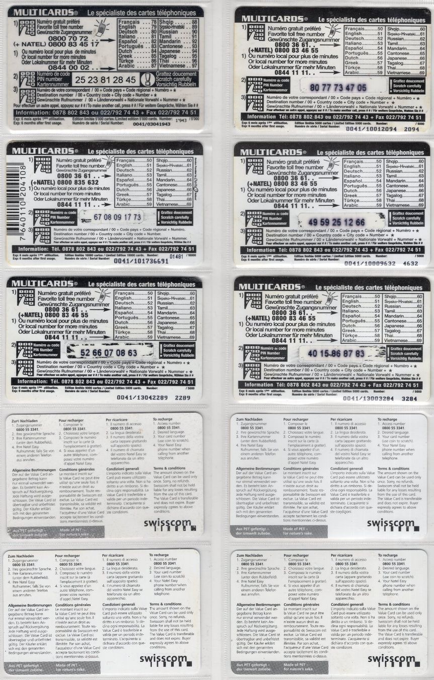 Cartes de téléphone: 10 diverse Schweizer Prepaid Telefonkarten – D'occasion à Eglisau par Chperfins 1
