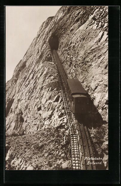 Cartoline postali: Pilatusbahn, Bergbahn mit Tunnel in der  – Usato da Berlin venduto da bartko-reher