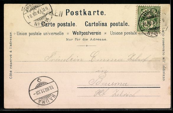 Cartoline postali: Litho Interlaken, Panorama mit Brücke u – Usato da Berlin venduto da bartko-reher 1