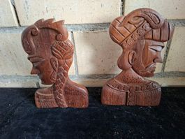 Exotische Holzskulpturen, Handarbeit, 2 Stk, Top Zustand