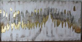 Bild Abstrakte Goldflocken, 140 x 70 cm