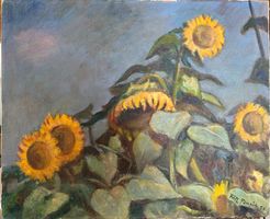 Original Ölgemälde „Sonnenblumen“ Fritz Pümpin (1956) Sign.
