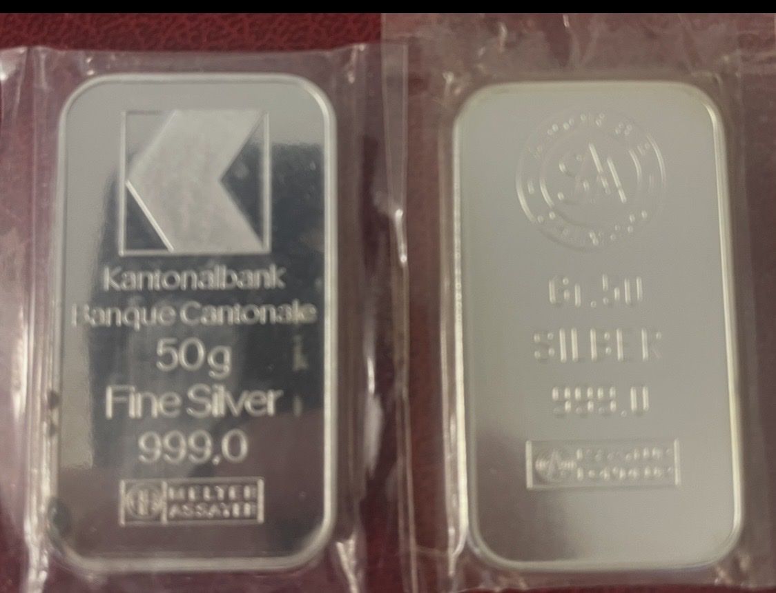 Metalli preziosi: 2 neue Silberbarren 50 Gramm – Nuovo e nell'imballaggio originale da Riken AG venduto da kusi0010