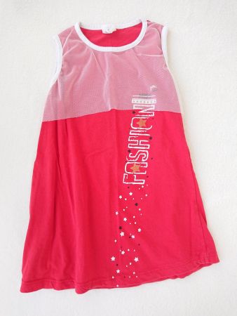 Mädchen Kleid Gr. 104 Rot Weiss 100% Baumwolle