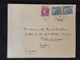 Enveloppe France avec timbres et adresse manuscrite