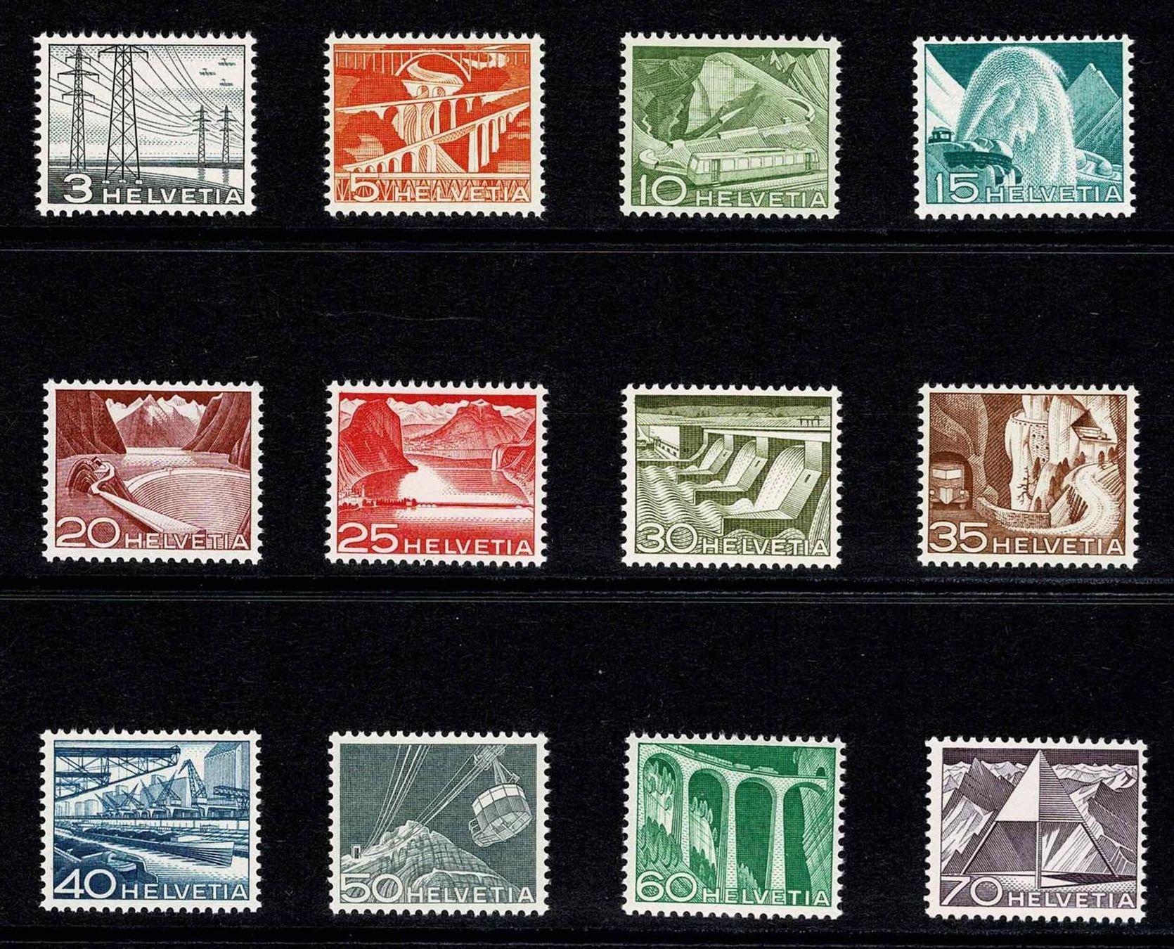 Tutti i francobolli: 1949, Technik und Landschaft Nr. 297 - 308 ** – Nuovo (secondo la descrizione) da Nuglar venduto da Stamp88